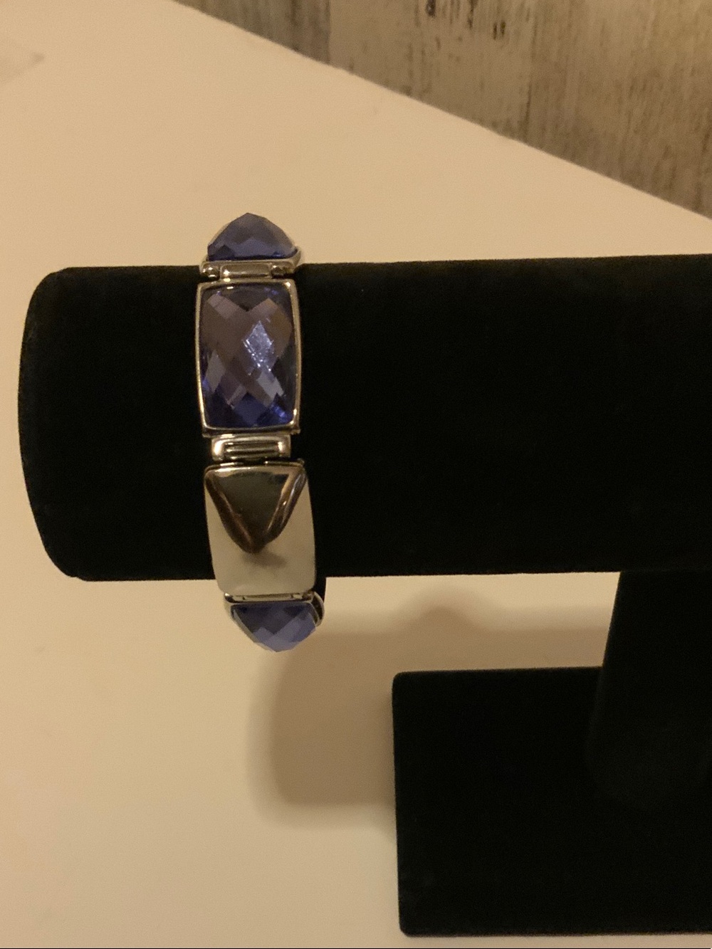 Faceted Blue Crystal Stretch Bracelet - Women's Jewelry